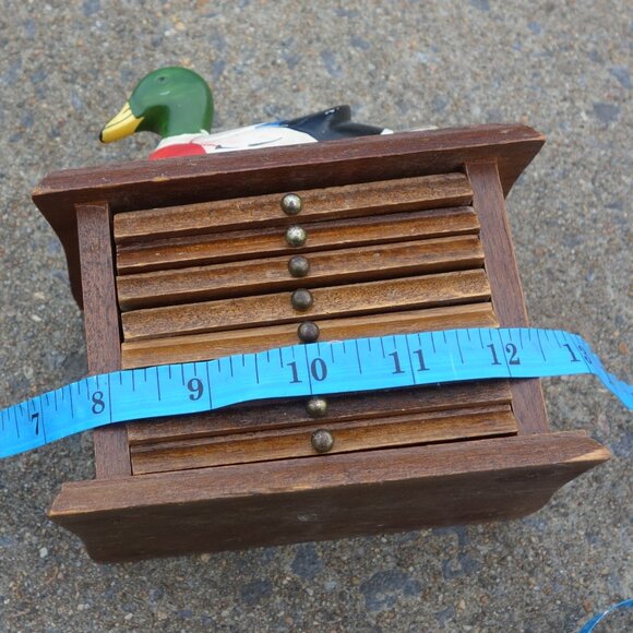 Vintage Wooden Coaster set with Mallard Duck Figurine Holder with 8 Coasters - Picture 9 of 14